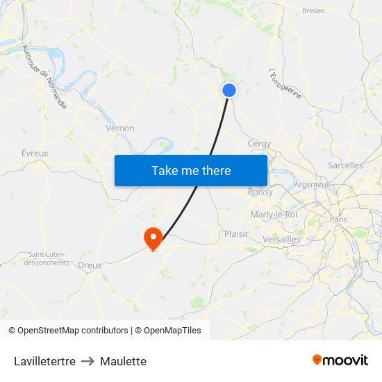 Lavilletertre to Maulette map