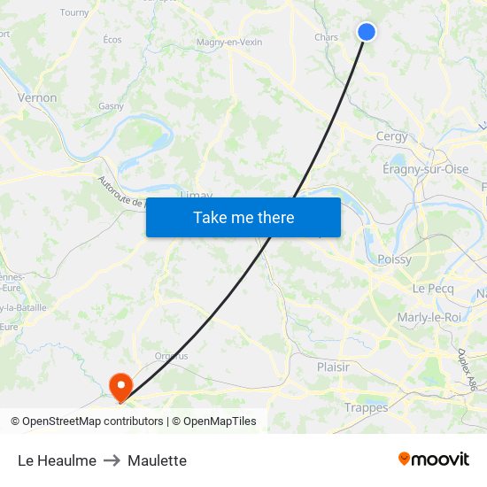 Le Heaulme to Maulette map