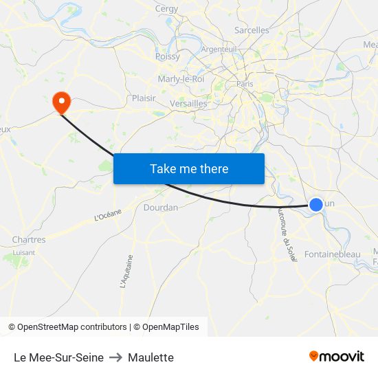 Le Mee-Sur-Seine to Maulette map