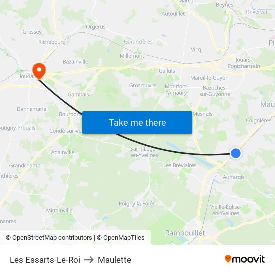 Les Essarts-Le-Roi to Maulette map