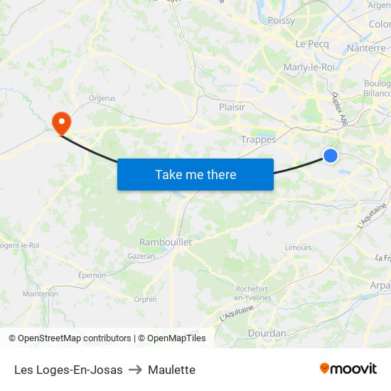 Les Loges-En-Josas to Maulette map