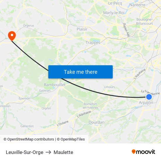 Leuville-Sur-Orge to Maulette map