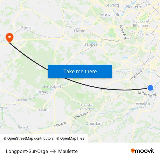 Longpont-Sur-Orge to Maulette map