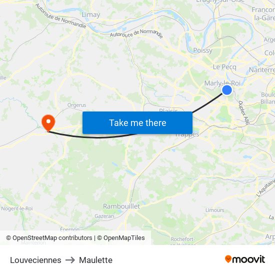 Louveciennes to Maulette map