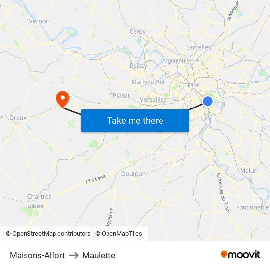 Maisons-Alfort to Maulette map