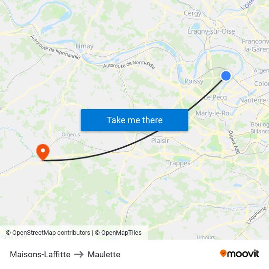 Maisons-Laffitte to Maulette map