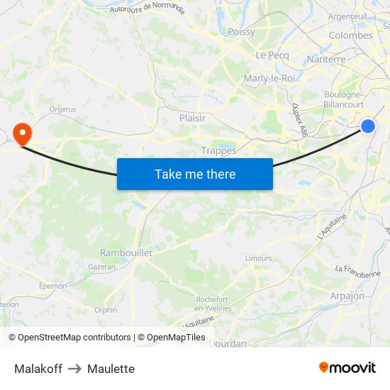 Malakoff to Maulette map