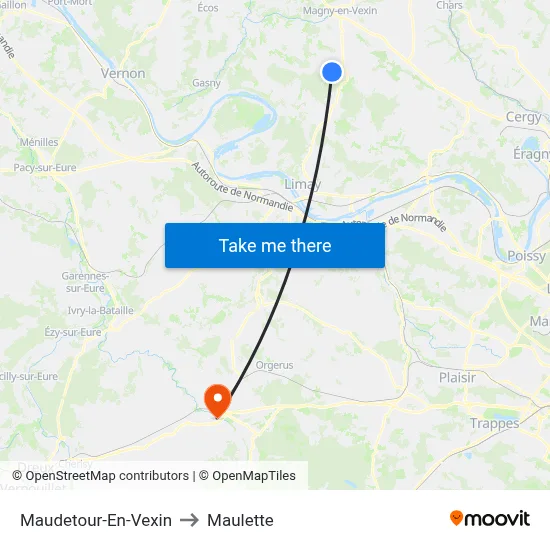 Maudetour-En-Vexin to Maulette map