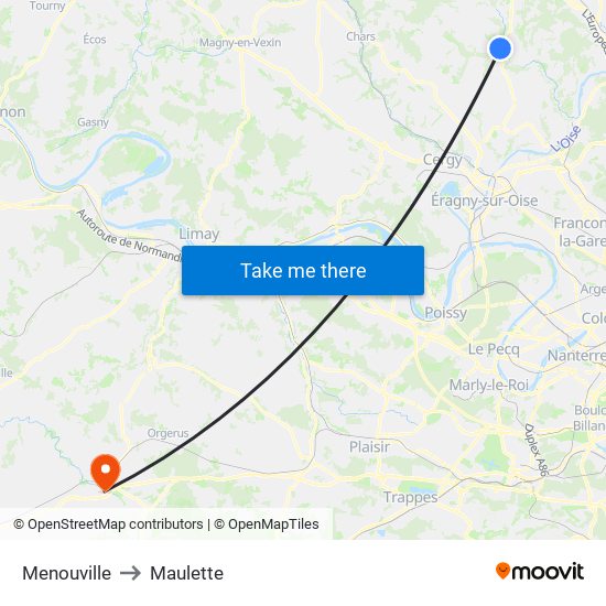 Menouville to Maulette map