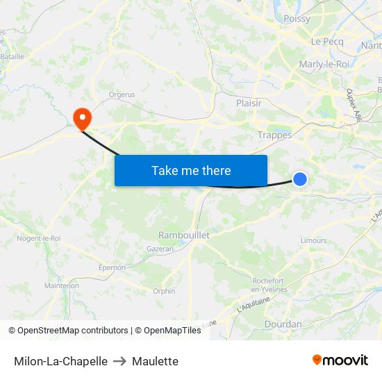Milon-La-Chapelle to Maulette map