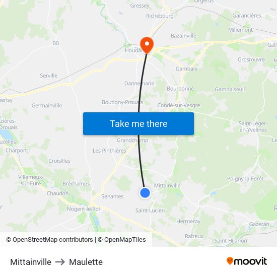 Mittainville to Maulette map