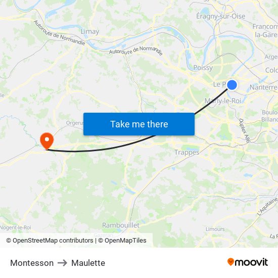 Montesson to Maulette map