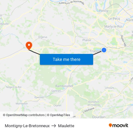 Montigny-Le-Bretonneux to Maulette map