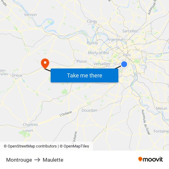 Montrouge to Maulette map