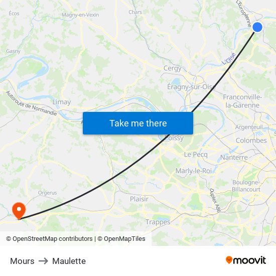 Mours to Maulette map