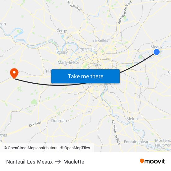 Nanteuil-Les-Meaux to Maulette map