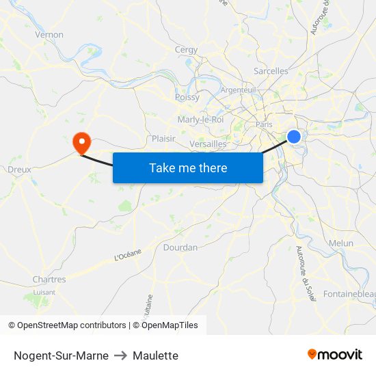 Nogent-Sur-Marne to Maulette map