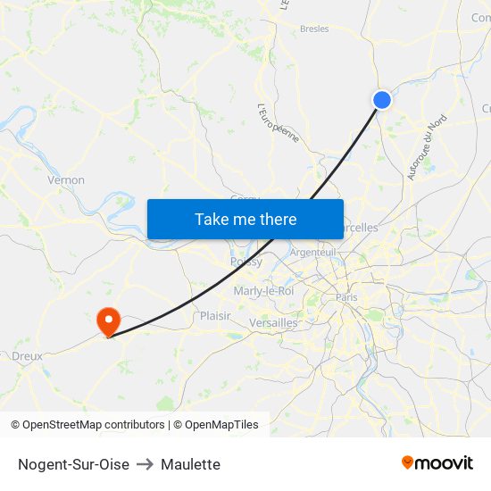 Nogent-Sur-Oise to Maulette map