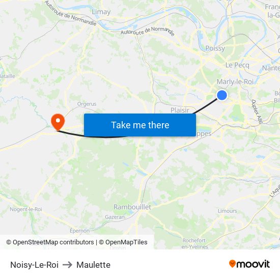 Noisy-Le-Roi to Maulette map