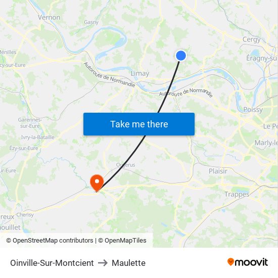 Oinville-Sur-Montcient to Maulette map