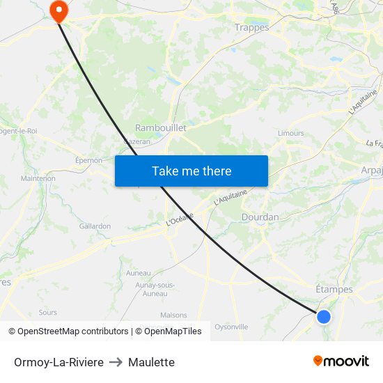 Ormoy-La-Riviere to Maulette map