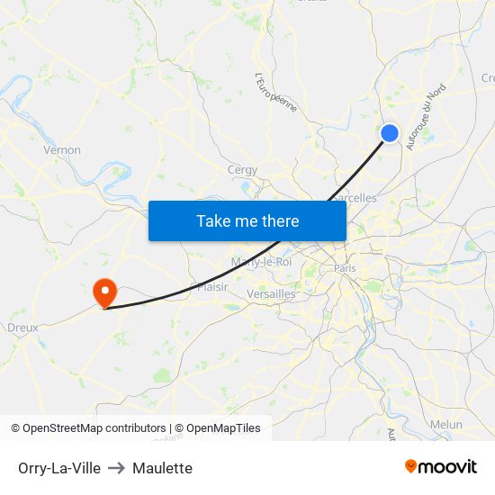 Orry-La-Ville to Maulette map