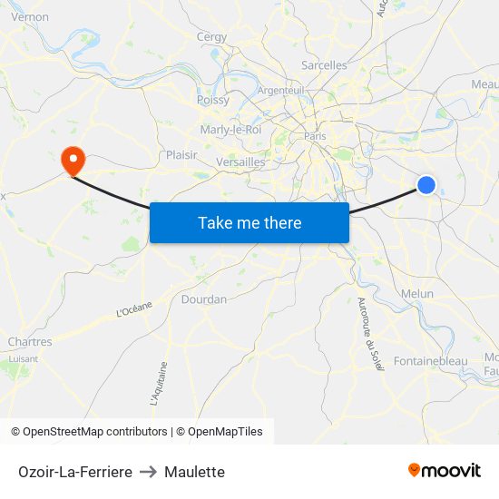 Ozoir-La-Ferriere to Maulette map