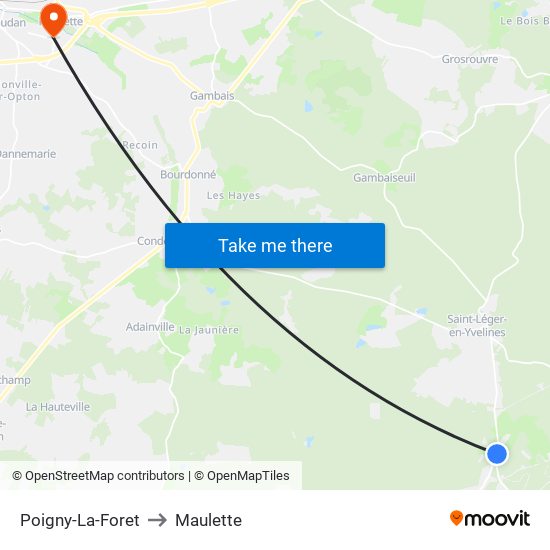Poigny-La-Foret to Maulette map