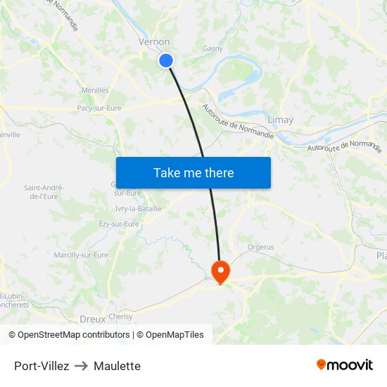 Port-Villez to Maulette map
