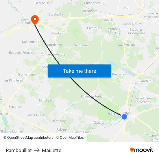 Rambouillet to Maulette map