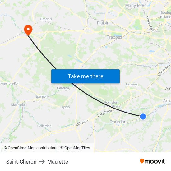 Saint-Cheron to Maulette map