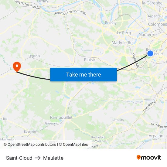 Saint-Cloud to Maulette map