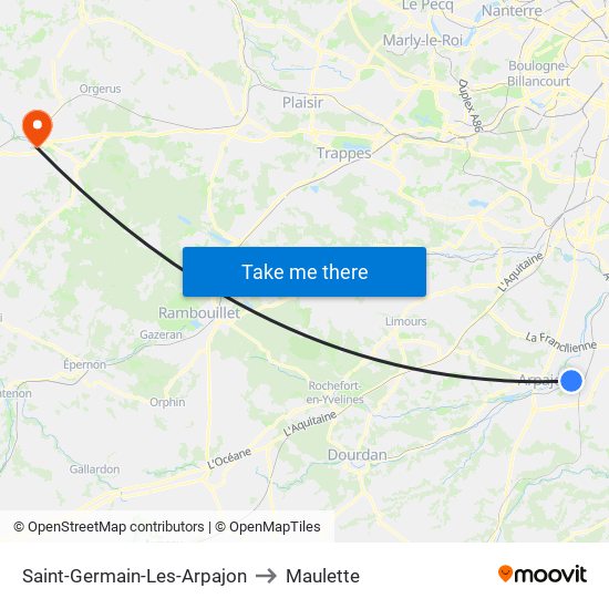 Saint-Germain-Les-Arpajon to Maulette map