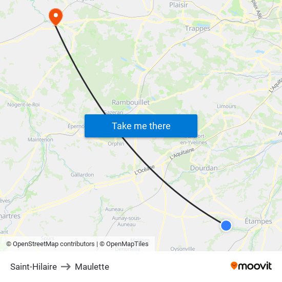 Saint-Hilaire to Maulette map
