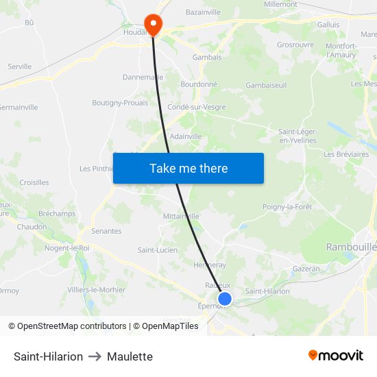 Saint-Hilarion to Maulette map