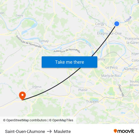 Saint-Ouen-L'Aumone to Maulette map