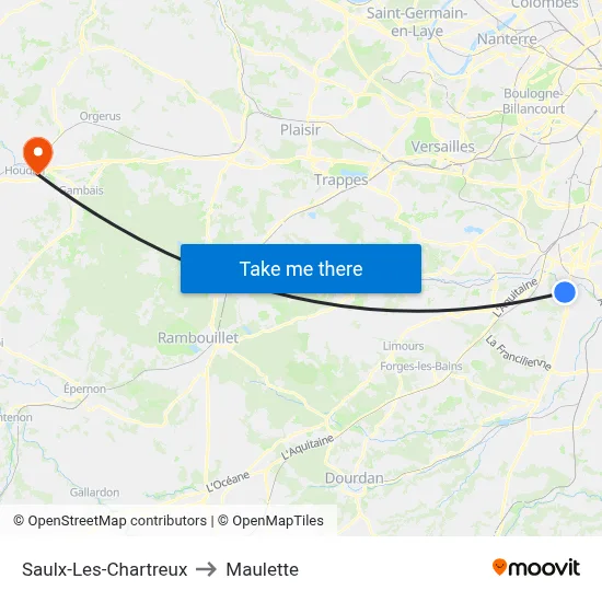 Saulx-Les-Chartreux to Maulette map