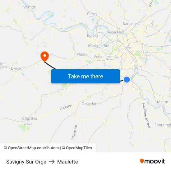 Savigny-Sur-Orge to Maulette map