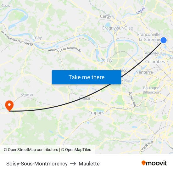 Soisy-Sous-Montmorency to Maulette map