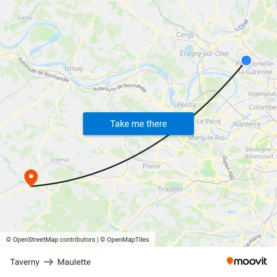 Taverny to Maulette map