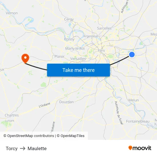 Torcy to Maulette map