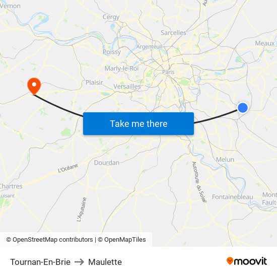 Tournan-En-Brie to Maulette map