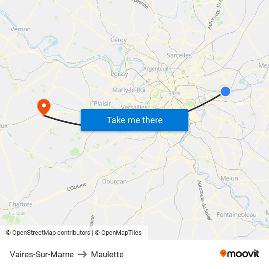 Vaires-Sur-Marne to Maulette map