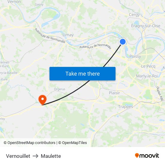 Vernouillet to Maulette map