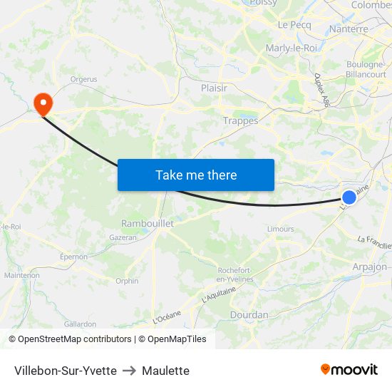 Villebon-Sur-Yvette to Maulette map