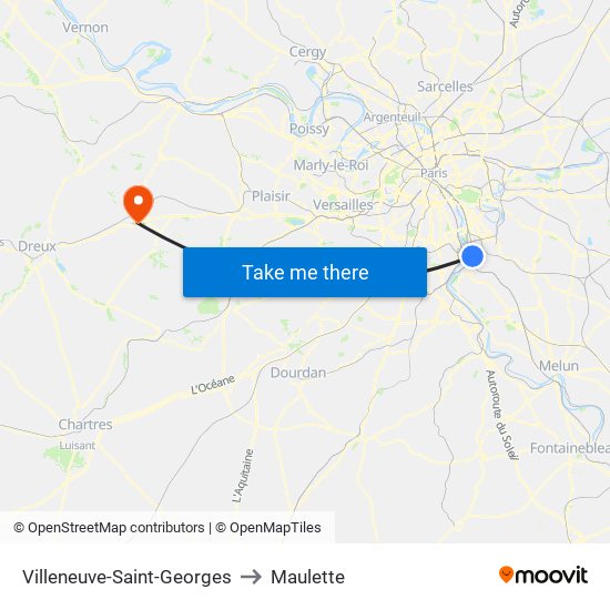 Villeneuve-Saint-Georges to Maulette map