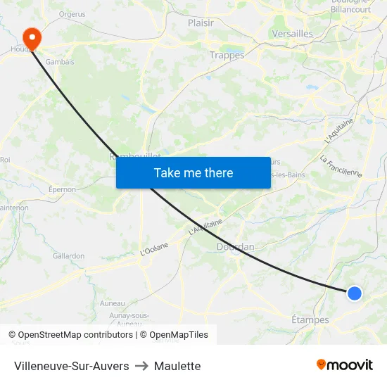 Villeneuve-Sur-Auvers to Maulette map