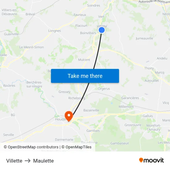 Villette to Maulette map