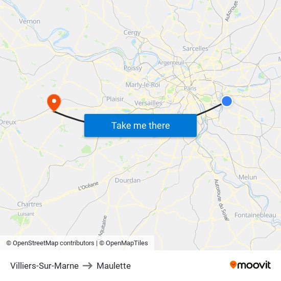 Villiers-Sur-Marne to Maulette map
