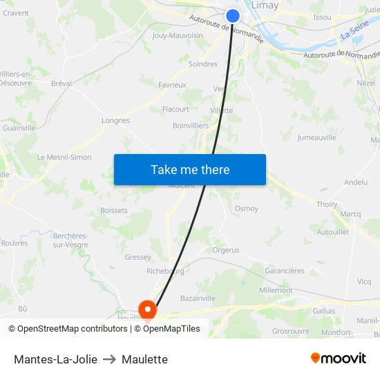 Mantes-La-Jolie to Maulette map